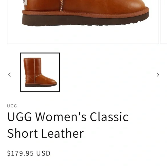 🌰 UGG 🌰 Women's Classic Short Water-resistant Leather •Chestnut • size 8 - Picture 13 of 13